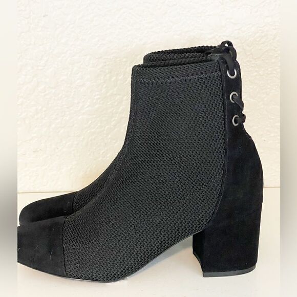 Schutz Emilia Women's Knit lace up Ankle Bootie Black Booties 6. NWB - Picture 4 of 13